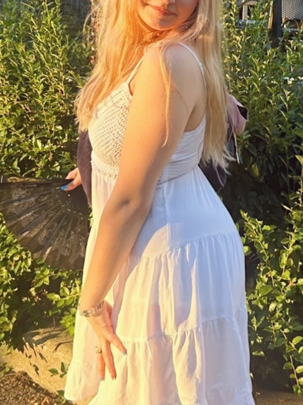 White Crochet Summer Flowy Dress Lightweight - Picture 4 of 4